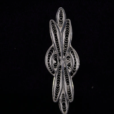 Designer Silver Filigree Saree Pin