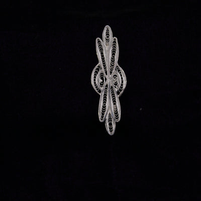Designer Silver Filigree Saree Pin