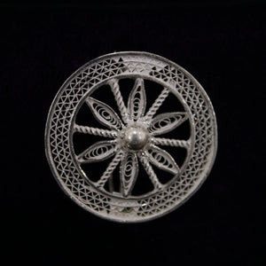 Konark Chakra Designer Silver Filigree Saree Pin