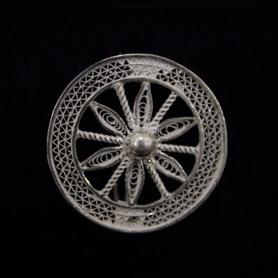 Konark Chakra Designer Silver Filigree Saree Pin