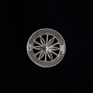 Konark Chakra Designer Silver Filigree Saree Pin
