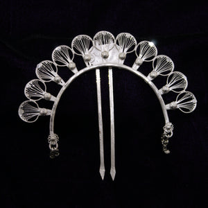 Designer Silver Filigree Hair Pin