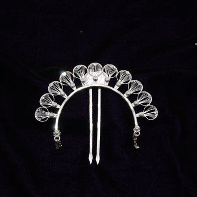 Designer Silver Filigree Hair Pin