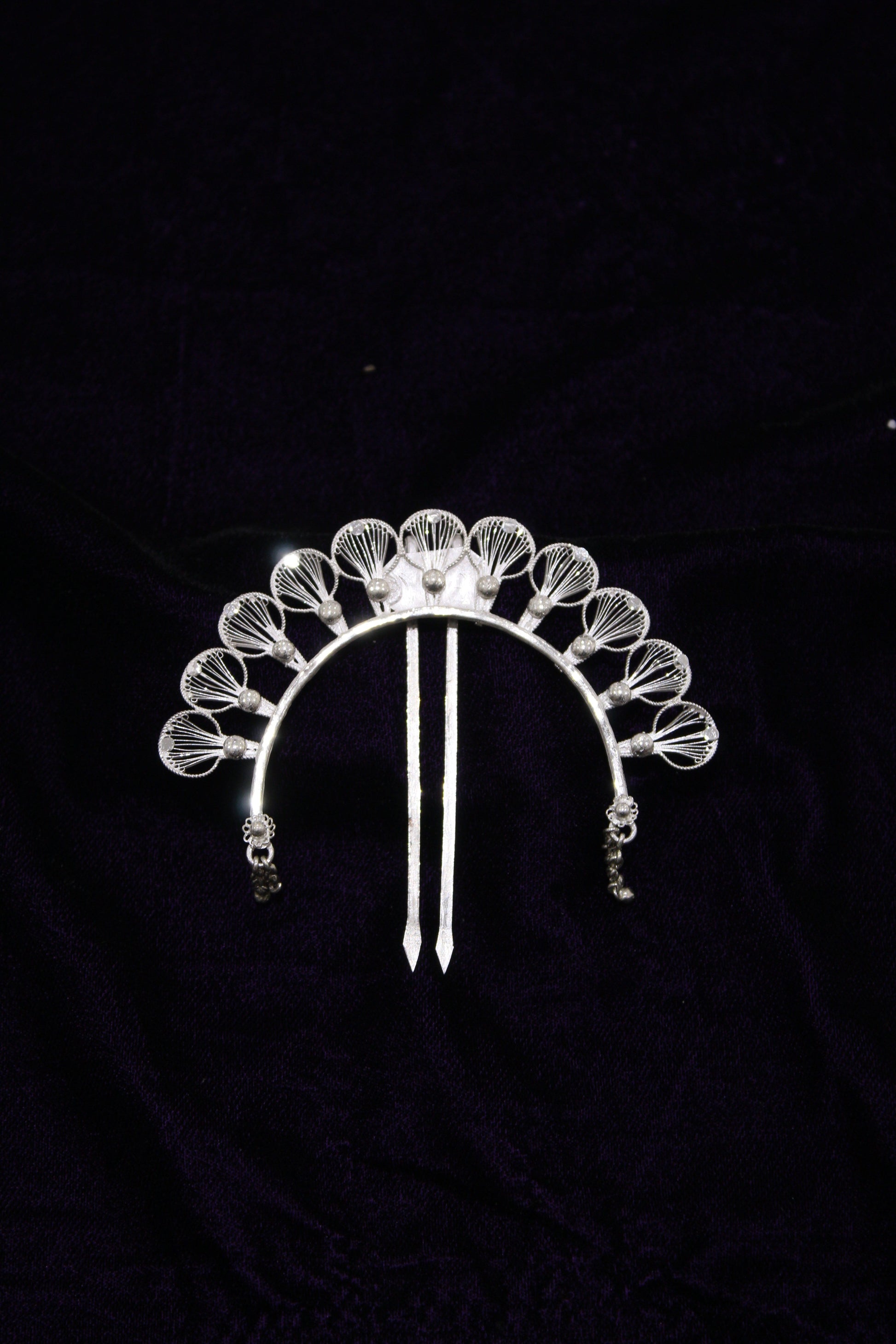 Designer Silver Filigree Hair Pin