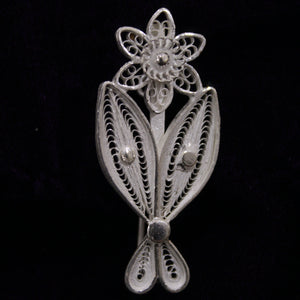 Fish Designer Silver Filigree Saree Pin