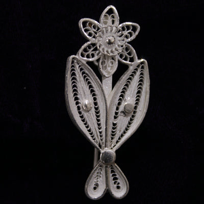 Fish Designer Silver Filigree Saree Pin