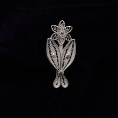 Fish Designer Silver Filigree Saree Pin