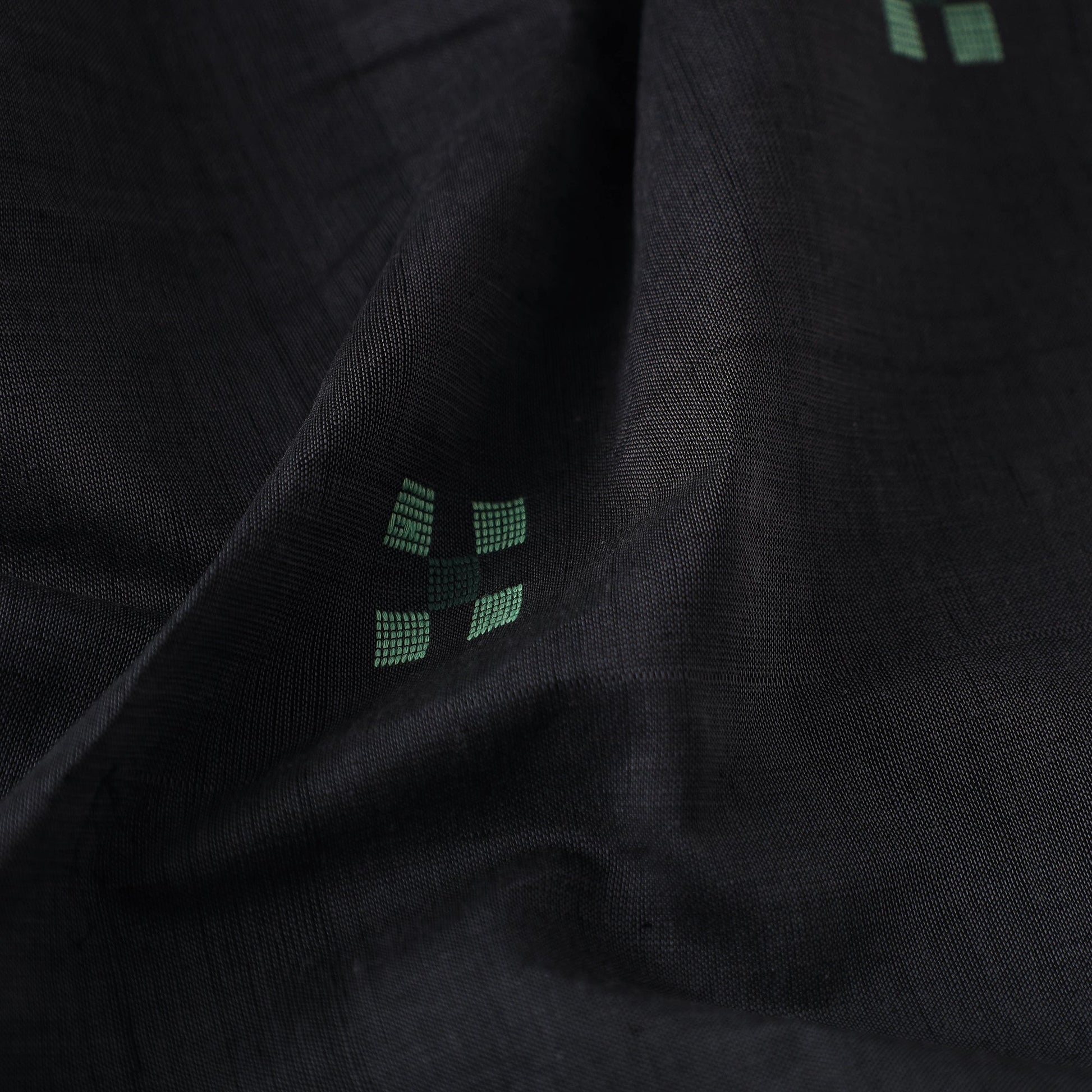 Black - Srikakulam Jamdani Buti Pure Handloom Cotton Fabric