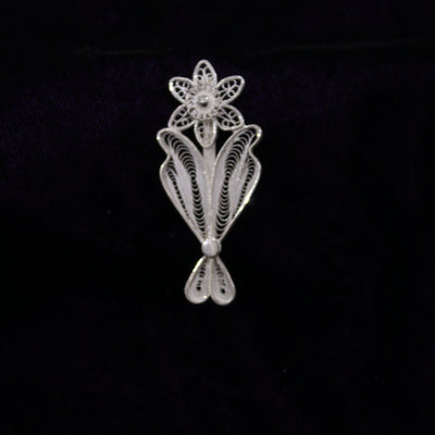 Flower Designer Silver Filigree Saree Pin