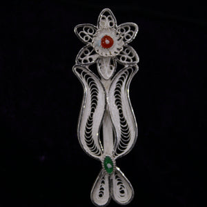 Tilak Designer Silver Filigree Saree Pin