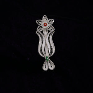 Tilak Designer Silver Filigree Saree Pin