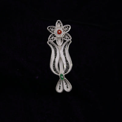 Tilak Designer Silver Filigree Saree Pin