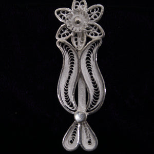 Tilak Designer Silver Filigree Saree Pin