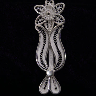 Tilak Designer Silver Filigree Saree Pin