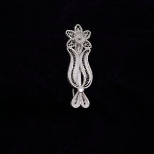 Tilak Designer Silver Filigree Saree Pin