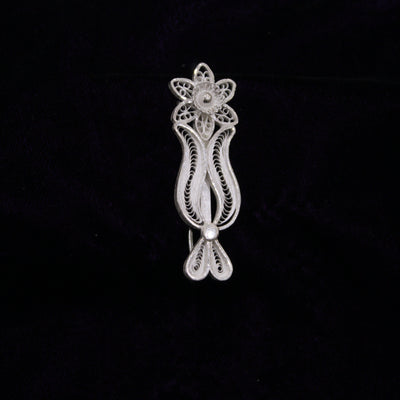 Tilak Designer Silver Filigree Saree Pin