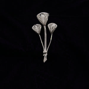 Bouquet Designer Silver Filigree Saree Pin