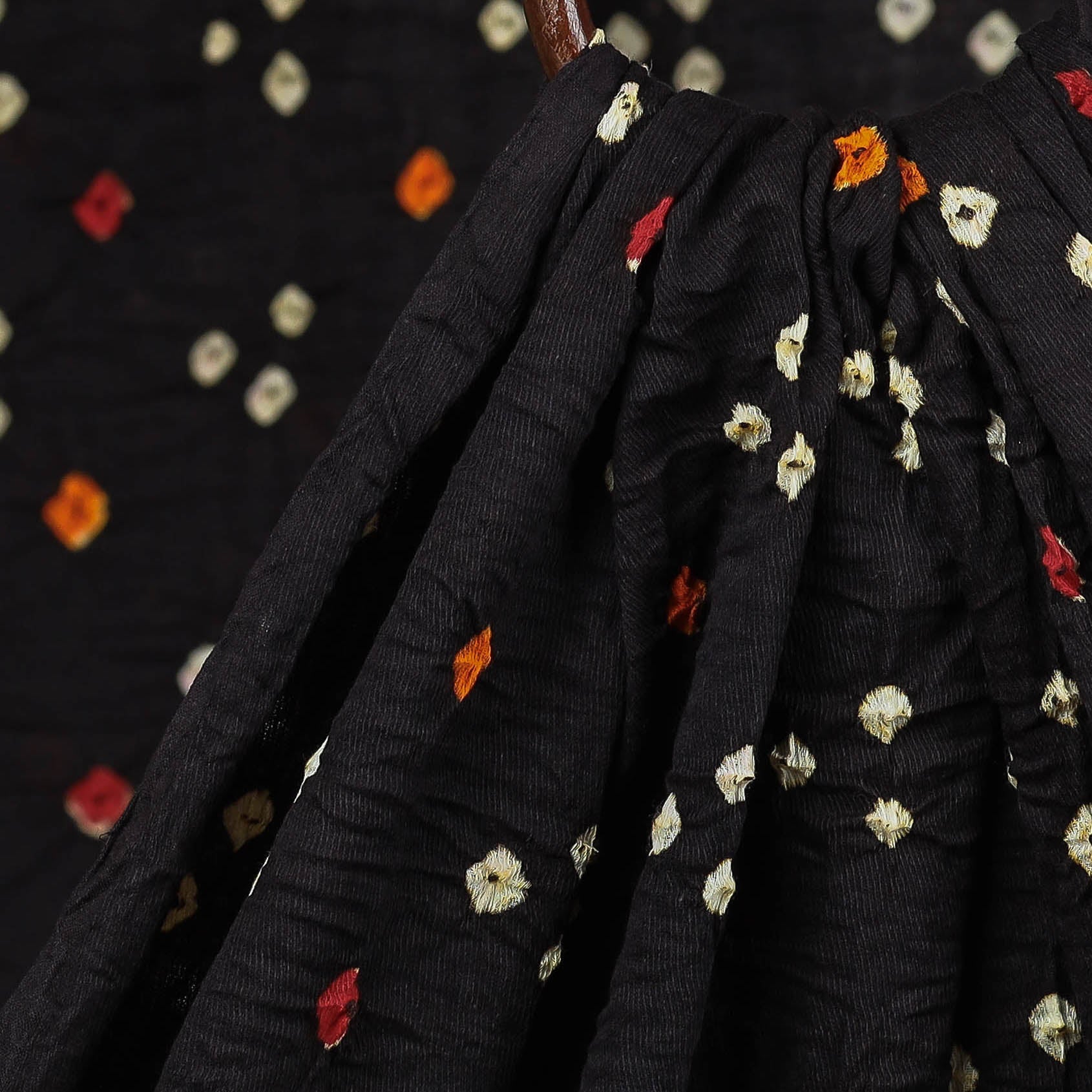 Black - Kutch Tie-Dye Mul Cotton Bandhani Fabric 01