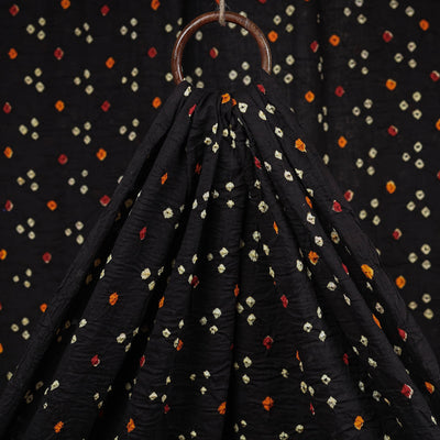 Black - Kutch Tie-Dye Mul Cotton Bandhani Fabric 01