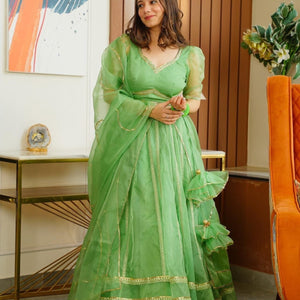 green nooraniyat organza lehenga choli set