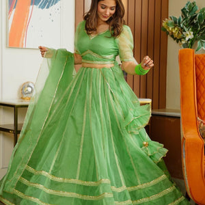 green nooraniyat organza lehenga choli set