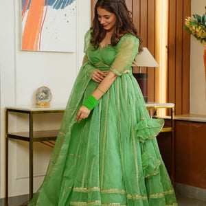 green nooraniyat organza lehenga choli set