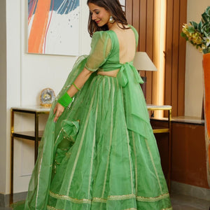 green nooraniyat organza lehenga choli set