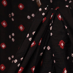 Black - Red with White Buti Kutch Tie-Dye Bandhani Mul Cotton Fabric 03