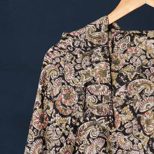 Black - Kalamkari Block Printed Cotton Wrap Around Skirt