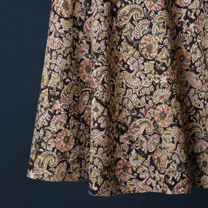 Black - Kalamkari Block Printed Cotton Wrap Around Skirt