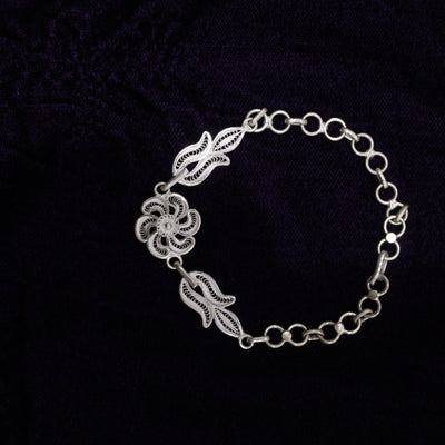 Tilak Designer Tarakasi Silver Filigree Bracelet For Women