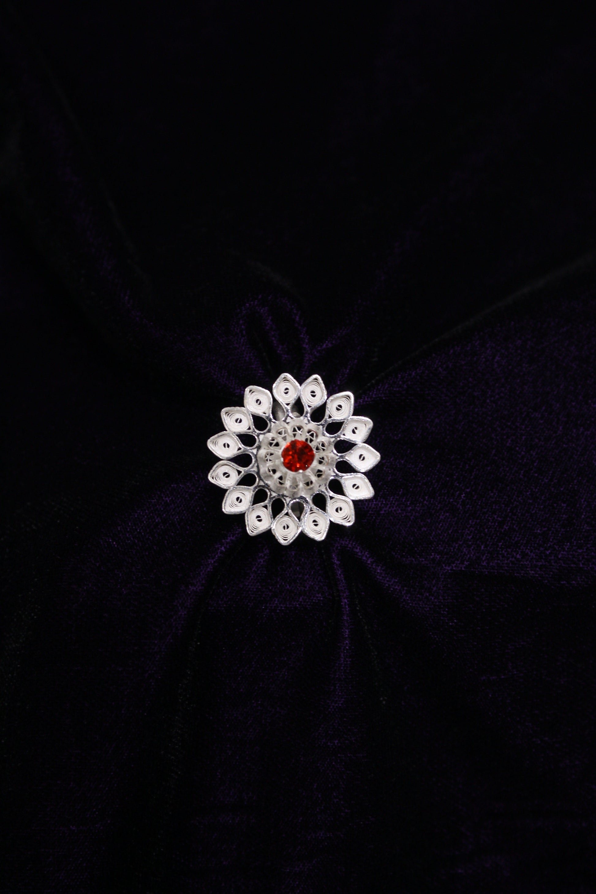 Designer Tarakasi Silver Filigree Ring For Women