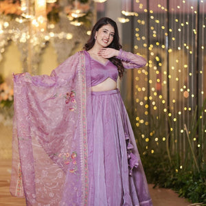 Inara purple organza lehenga set