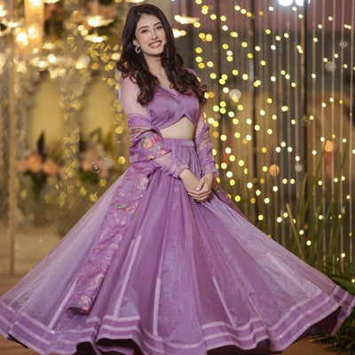 Inara purple organza lehenga set
