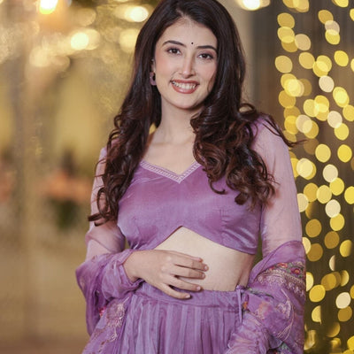 Inara purple organza lehenga set