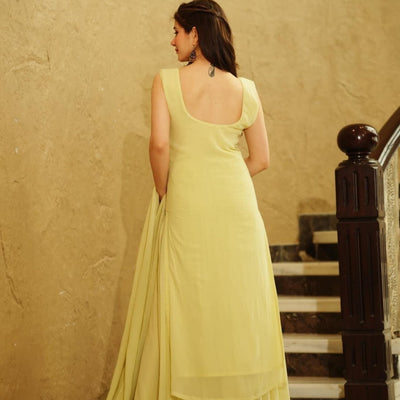 Archita Yellow Embroidered Kurta Set