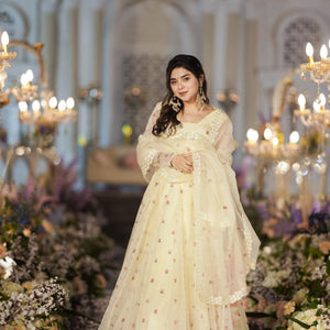 Meraki white organza lehenga set