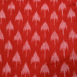 Red Mushroom Theme Sambalpuri Ikat Cotton Fabric