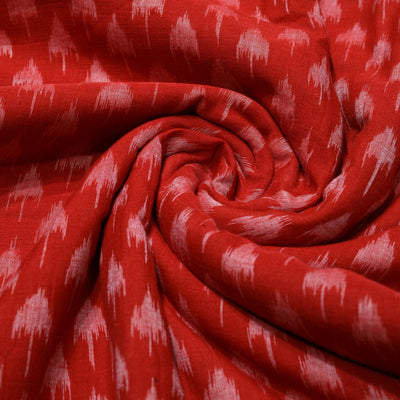 Red Mushroom Theme Sambalpuri Ikat Cotton Fabric