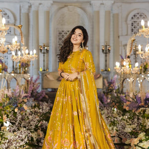 Twila mustard sunshine viscos organza lehenga