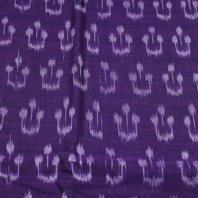 Blue White Symbolic Sambalpuri Ikat Cotton Fabric