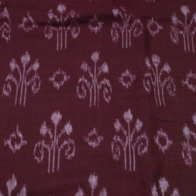Deep Wine Jhoti Theme Sambalpuri Ikat Cotton Fabric