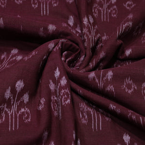 Deep Wine Jhoti Theme Sambalpuri Ikat Cotton Fabric