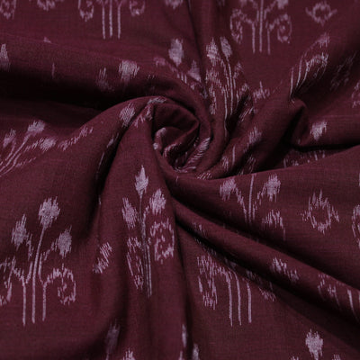 Deep Wine Jhoti Theme Sambalpuri Ikat Cotton Fabric
