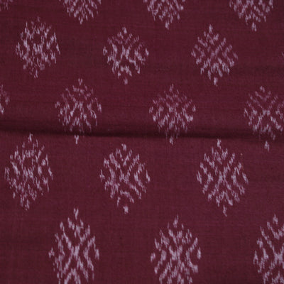 Deep Wine Jhoti Theme Sambalpuri Ikat Cotton Fabric