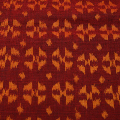 Maroon Orange Sambalpuri Ikat Cotton Fabric