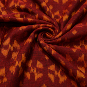 Maroon Orange Sambalpuri Ikat Cotton Fabric