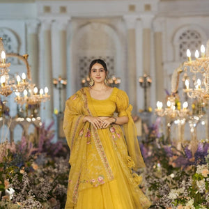 Sianni Yellow ORGANZA LEHENGA SET