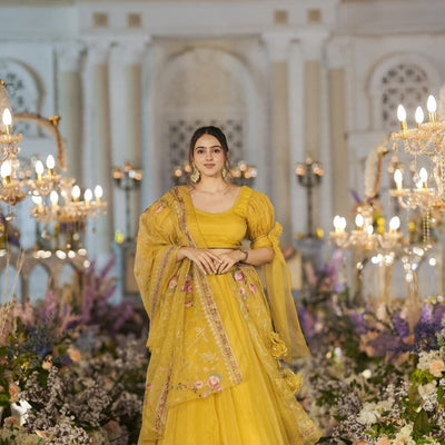 Sianni Yellow ORGANZA LEHENGA SET