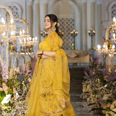 Sianni Yellow ORGANZA LEHENGA SET